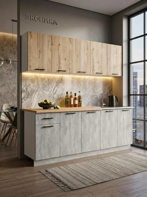Кухонный гарнитур Fortuna_kids Версаль, лофт, 2 м, ЛДСП, черный